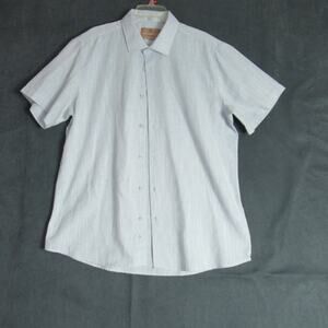 Suslo Couture Shirt Mens 3XL Blue Short Sleeve Classic Fit Button Woven Coastal